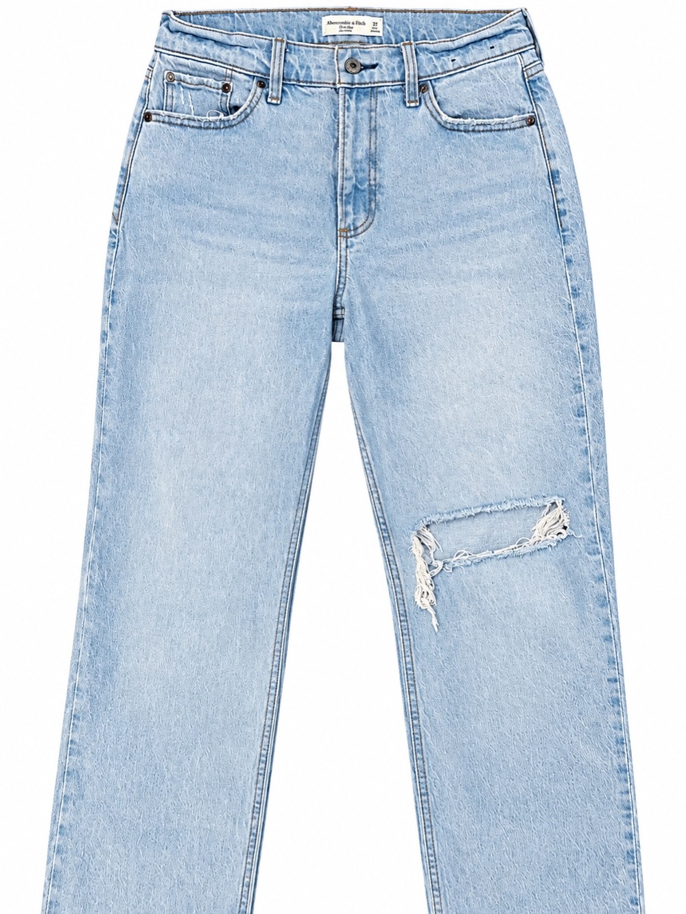 Abercrombie Curve Love Baggy Low Rise Jeans 27 Short Light Wash Distressed